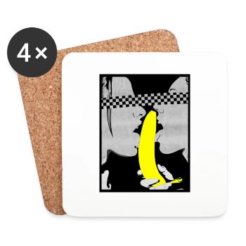 Horny couple de lesbiennes - Dessous de verre (lot de 4) - blanc - Devant