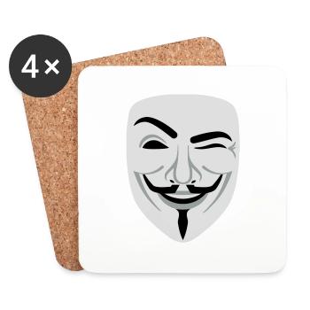 Fun Anonymous Guy Fawkes - Coasters (set of 4) - white - Front