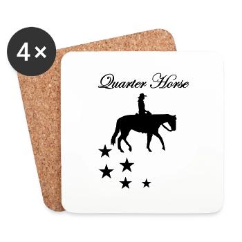 Logo Quarter Horse Cheval Western étoiles - Dessous de verre (lot de 4) - blanc - Devant