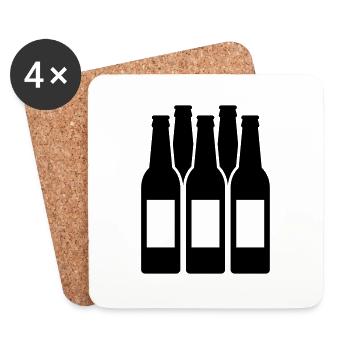 Bierflaschen - Untersetzer (4er-Set) - Weiß - Vorne