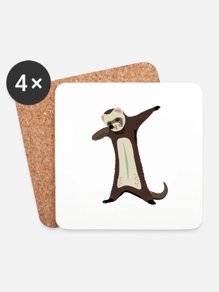 Ferret Dabbing Funny Pet Ferret - Coasters (set of 4) - white