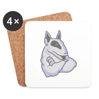 Bullterrier-Maskottchen 3c - Untersetzer (4er-Set) - Weiß - Vorne