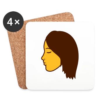 gesicht kopf weiblich frau girl maedchen huebsch s - Untersetzer (4er-Set) - Weiß - Vorne