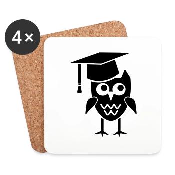 Eule mit Doktorhut Geschenk Promotion Dissertation - Untersetzer (4er-Set) - Weiß - Vorne