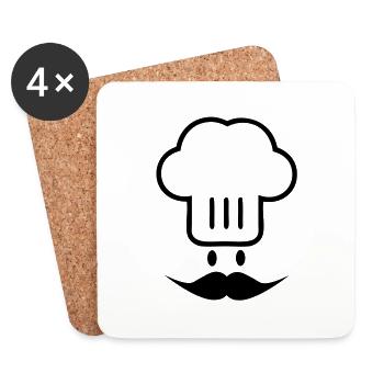 Chef mustache - Coasters (set of 4) - white - Front