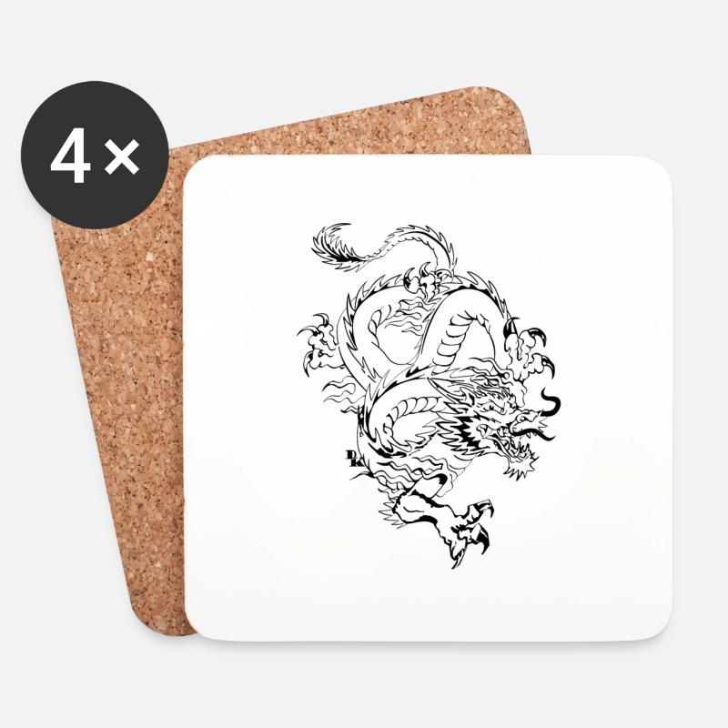 Chinese Dragon 2 von DK - Untersetzer (4er-Set) - Weiß