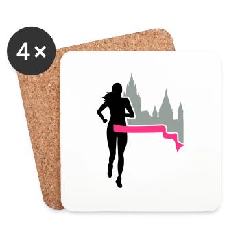 Marathon - Mainz - Läuferin - Run - Lauf - 3C - Untersetzer (4er-Set) - Weiß - Vorne