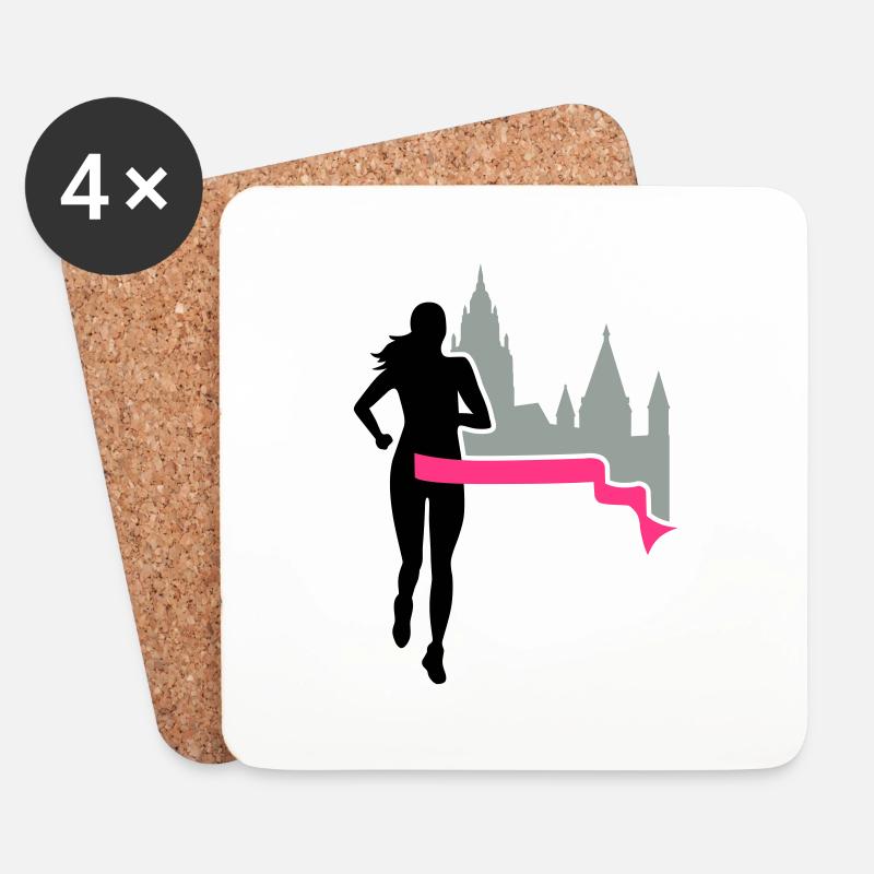 Marathon - Mainz - Läuferin - Run - Lauf - 3C - Untersetzer (4er-Set) - Weiß