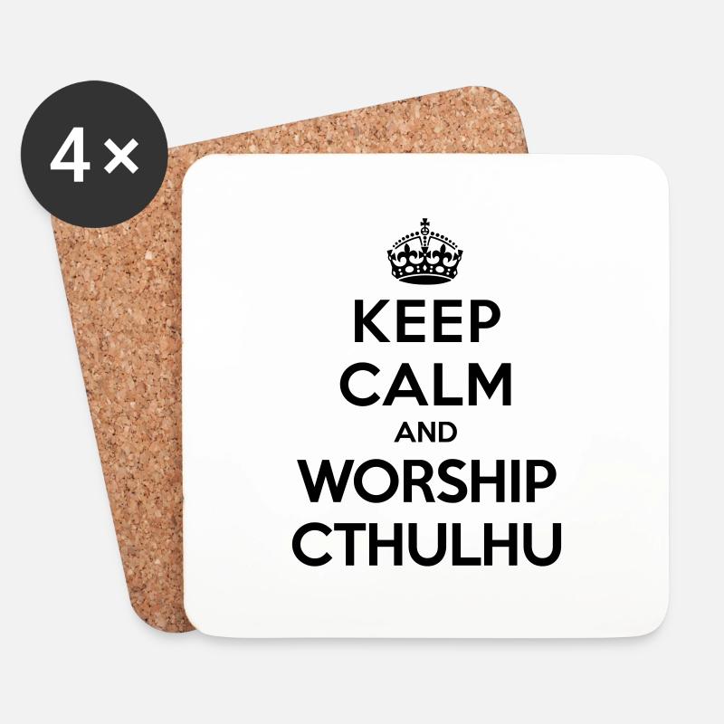 Keep calm and worship Cthulhu - Untersetzer (4er-Set) - Weiß