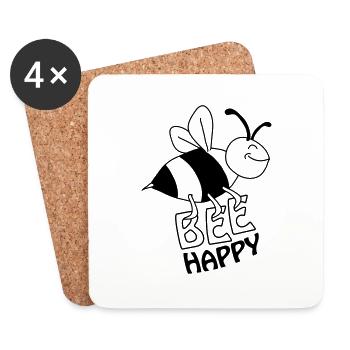 Bee Happy - Untersetzer (4er-Set) - Weiß - Vorne
