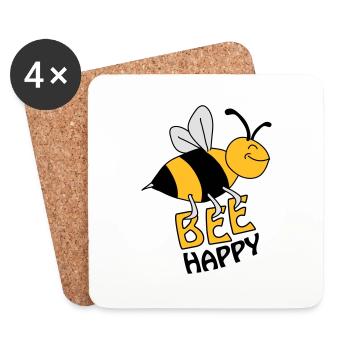 Bee Happy - Untersetzer (4er-Set) - Weiß - Vorne
