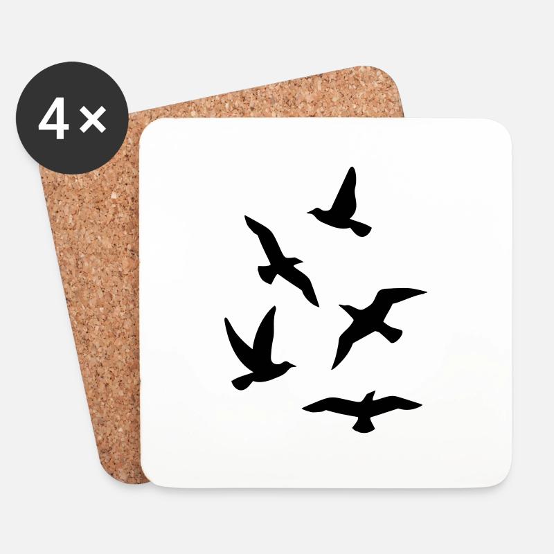 Vögel - Untersetzer (4er-Set) - Weiß