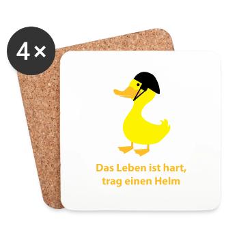 Ente mit Helm - Untersetzer (4er-Set) - Weiß - Vorne