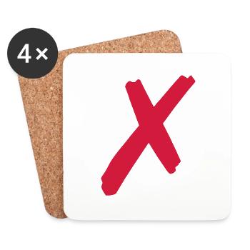 X rot - Untersetzer (4er-Set) - Weiß - Vorne