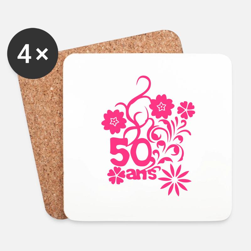 50 Jahrestag Blume - Untersetzer (4er-Set) - Weiß