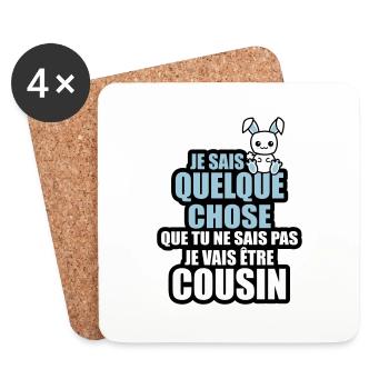 je vais être cousin - Dessous de verre (lot de 4) - blanc - Devant