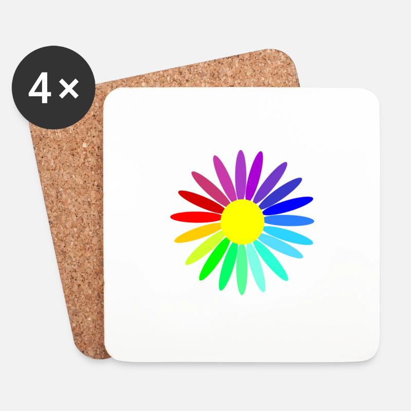 regenbogenblume - Untersetzer (4er-Set) - Weiß