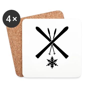 ski_sign_mit_schneeflocke - Untersetzer (4er-Set) - Weiß - Vorne