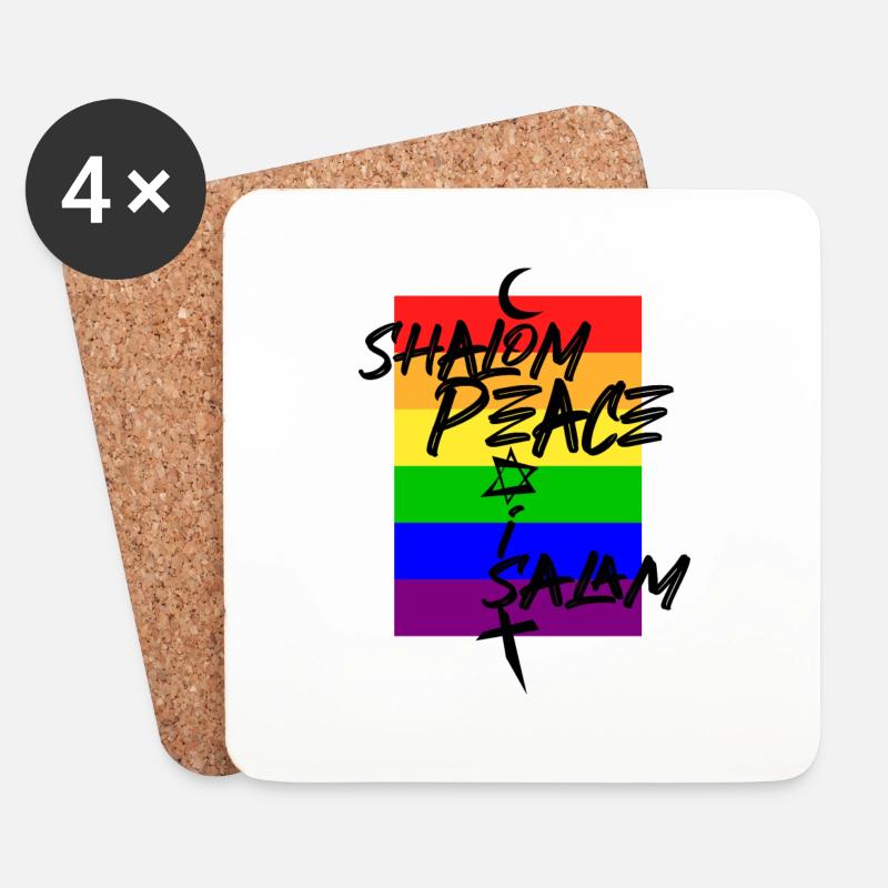 Peace Shalom Salam Coexist - Untersetzer (4er-Set) - Weiß