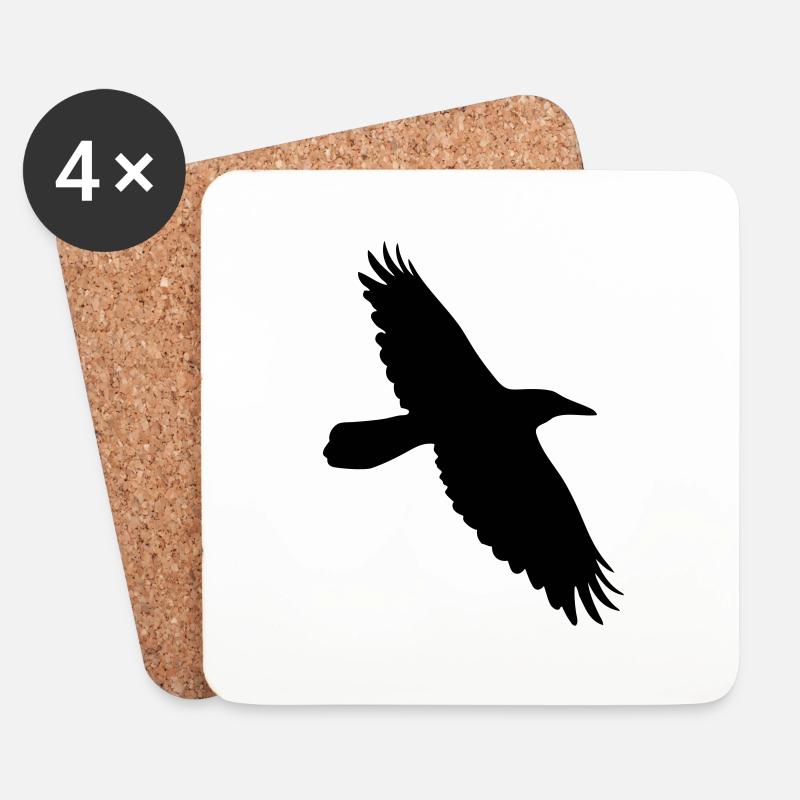 Krähe Rabe Corvus Vogel im Flug - Untersetzer (4er-Set) - Weiß