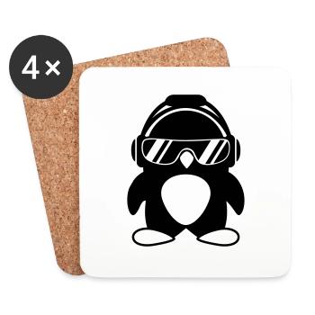 Penguin with headphones - Coasters (set of 4) - white - Front
