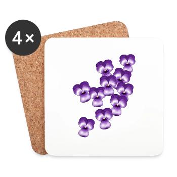 Pensée, fleurs - Dessous de verre (lot de 4) - blanc - Devant