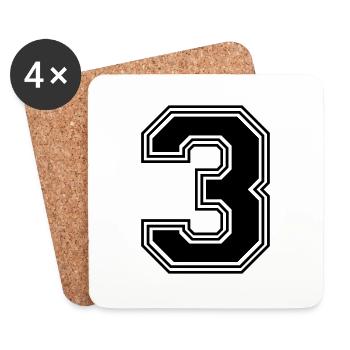 3_number_3_(s31) - Coasters (set of 4) - white - Front