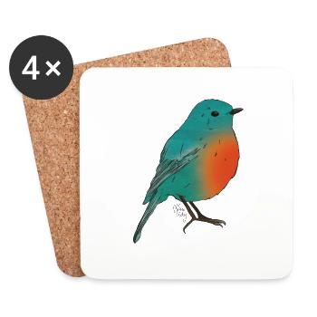 oiseau1 - Dessous de verre (lot de 4) - blanc - Devant