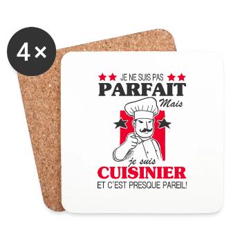 Cuisinier Shirt • Un cuisinier parfait Cadeau - Dessous de verre (lot de 4) - blanc - Devant