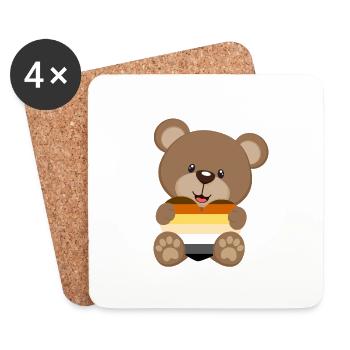 Teddy Bear LGBT Gay Pride Cartoon CSD Bär - Untersetzer (4er-Set) - Weiß - Vorne