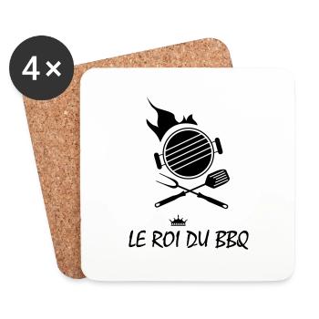 roi bbq barbecue grillade - Dessous de verre (lot de 4) - blanc - Devant