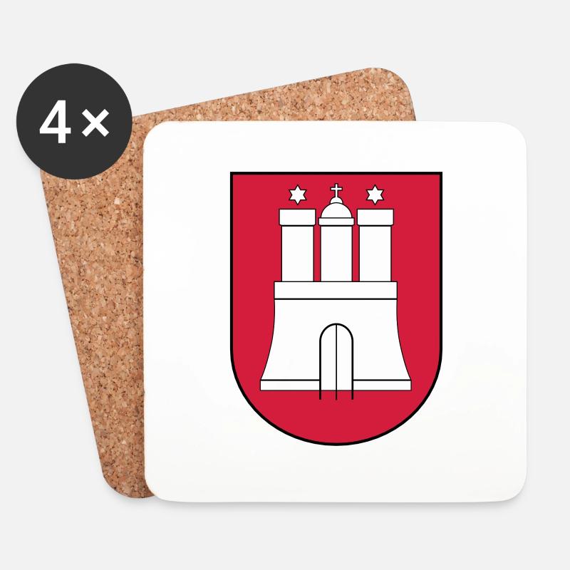 Hamburg Wappen - Untersetzer (4er-Set) - Weiß