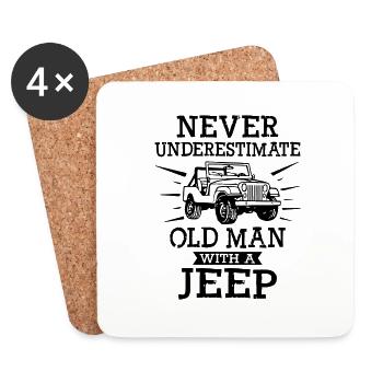 Jeep grand-père - Dessous de verre (lot de 4) - blanc - Devant
