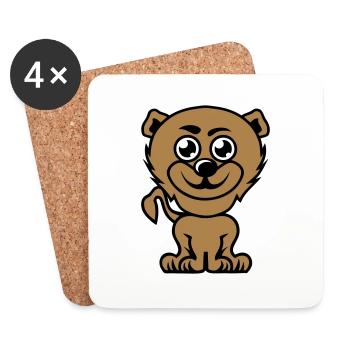 bear drawing child animals - Coasters (set of 4) - white - Front