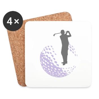 Golf - Golfer - Untersetzer (4er-Set) - Weiß - Vorne