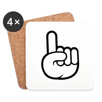 Finger smart view hand glove comic cartoon - Coasters (set of 4) - white - Front
