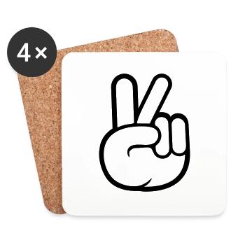 Peace Zeichen Hand Frieden Cool - Untersetzer (4er-Set) - Weiß - Vorne