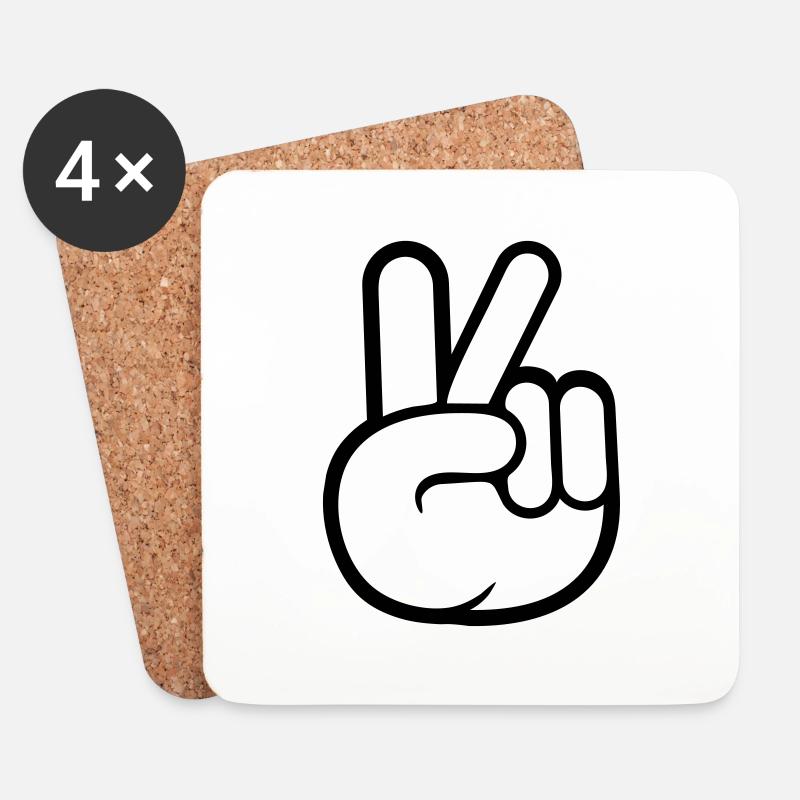 Peace Zeichen Hand Frieden Cool - Untersetzer (4er-Set) - Weiß