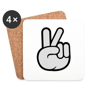 Peace Zeichen Hand Frieden Cool - Untersetzer (4er-Set) - Weiß - Vorne