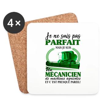 Mécanicien Shirt • Machines agricoles Cadeau - Dessous de verre (lot de 4) - blanc - Devant