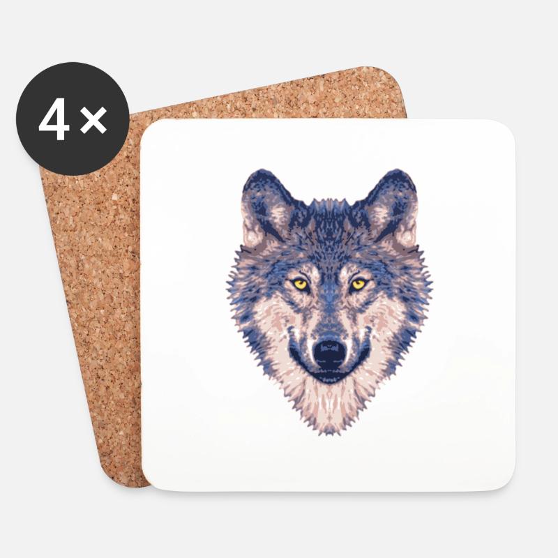Wolf - Untersetzer (4er-Set) - Weiß