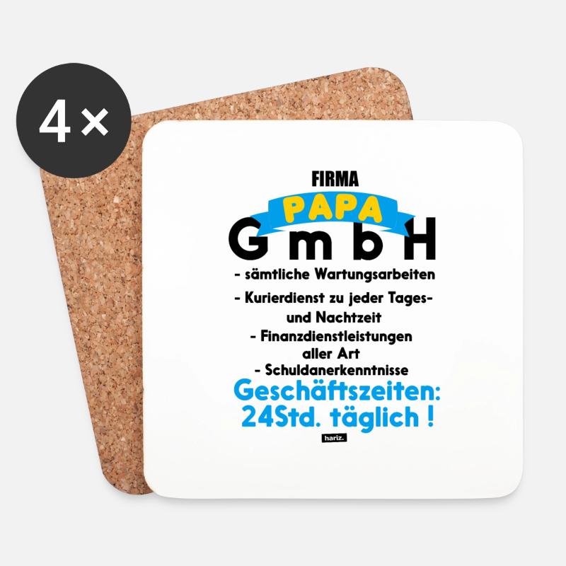 Papa GmbH 2 HARIZ Papa Vatertag Geschenk - Untersetzer (4er-Set) - Weiß