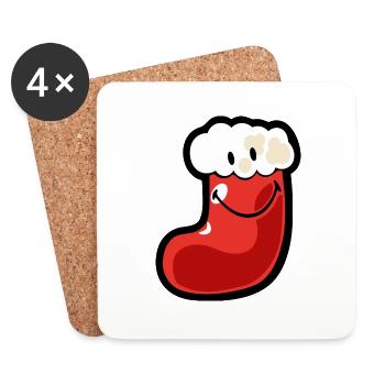 Smiley Christmas Stocking - Coasters (set of 4) - white - Front