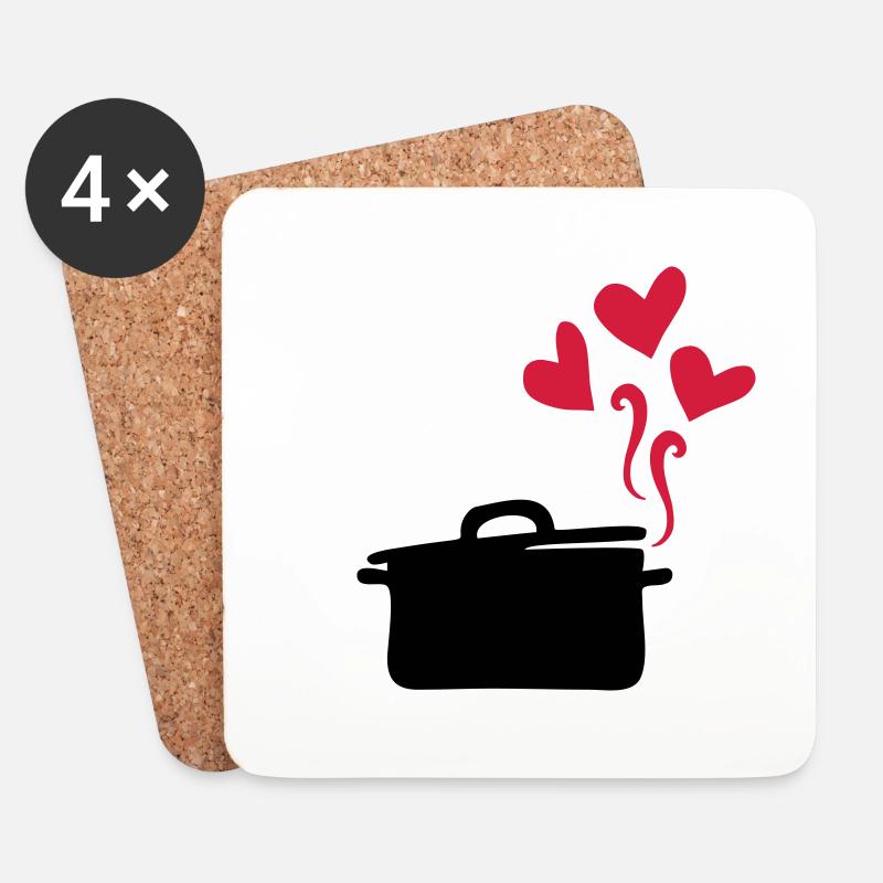 cuisiner avec beaucoup d amour kochen mit liebe - Untersetzer (4er-Set) - Weiß