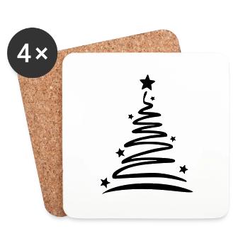 Weihnachtsbaum - Untersetzer (4er-Set) - Weiß - Vorne