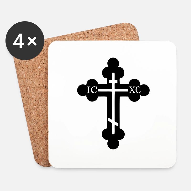 orthodoxes Symbol der Kreuzreligion - Untersetzer (4er-Set) - Weiß
