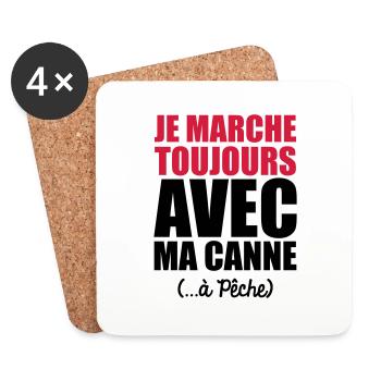 je marche toujours avec ma canne a pêche - Dessous de verre (lot de 4) - blanc - Devant