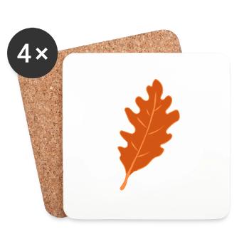 Eiche - Eichenblatt - Herbst - Untersetzer (4er-Set) - Weiß - Vorne