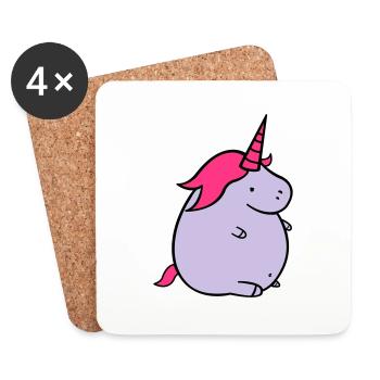fat_unicorn_02 - Untersetzer (4er-Set) - Weiß - Vorne