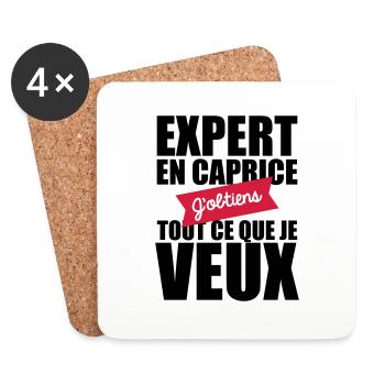 expert en caprice j'obtiens tout ce que je veux - Dessous de verre (lot de 4) - blanc - Devant